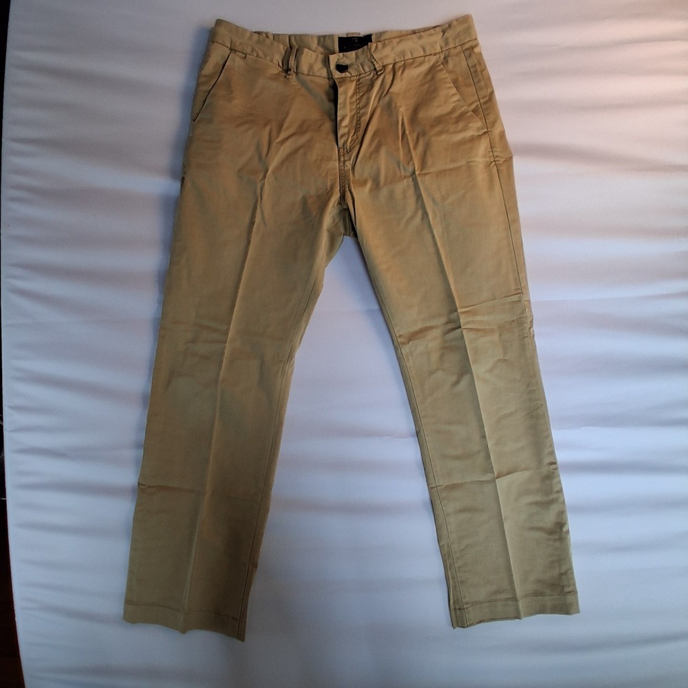 Scotch & Soda Men's Tan Stretch Cotton Chino Trouser Pants Size 32 Flat Front